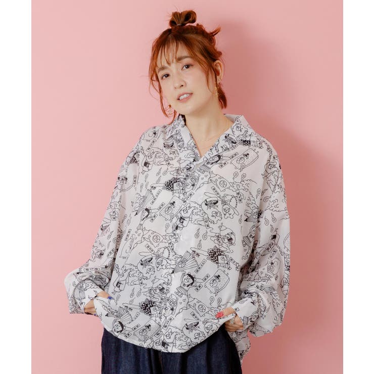 オフホワイト | パリティー妖怪柄シャツ | ScoLar