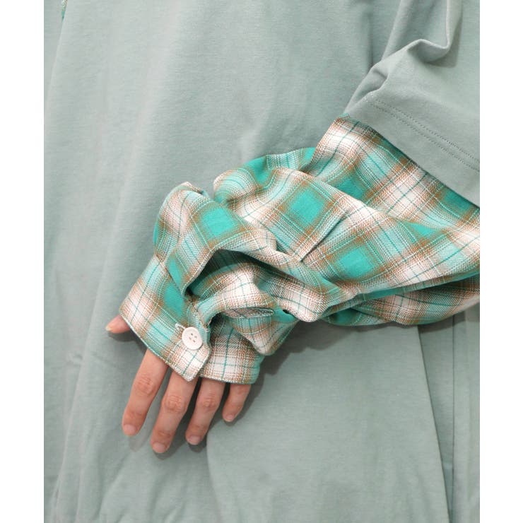 ネコとラビルのチェック柄切替フーデッドプルオーバー | ScoLar | 詳細画像20 