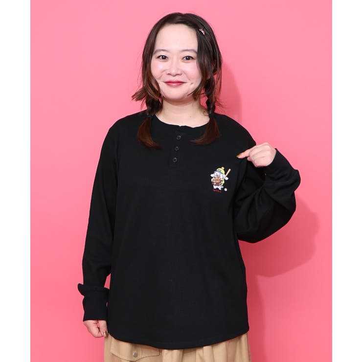 ブラック | ワッフル頬張り中のシロプーのワッフルロンT | ScoLar