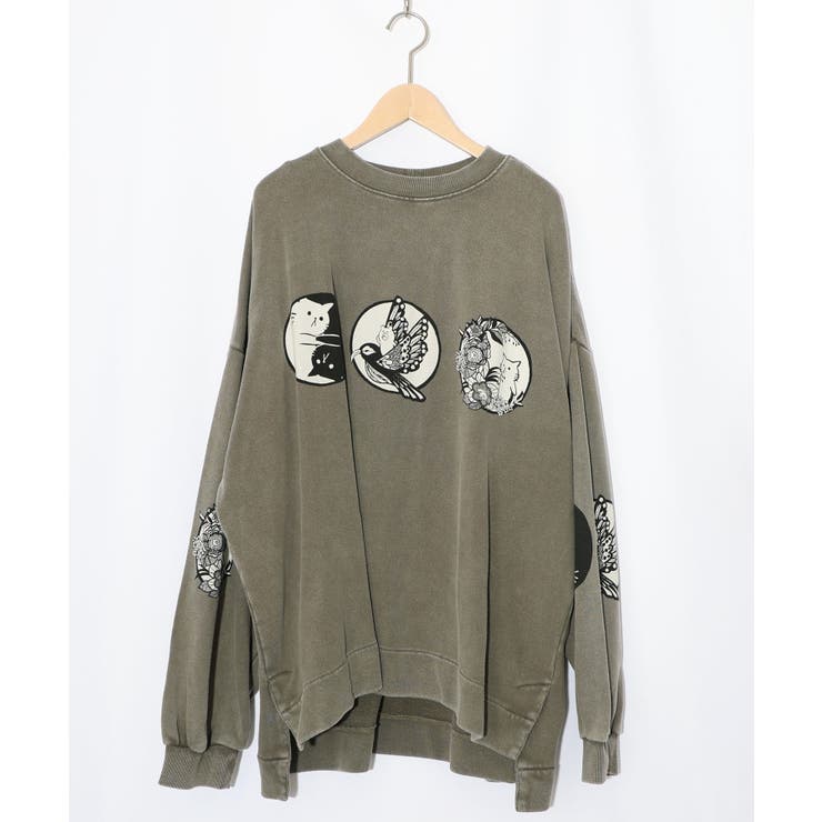 カーキ | 抜染Parity和柄裏毛プルオーバー | ScoLar