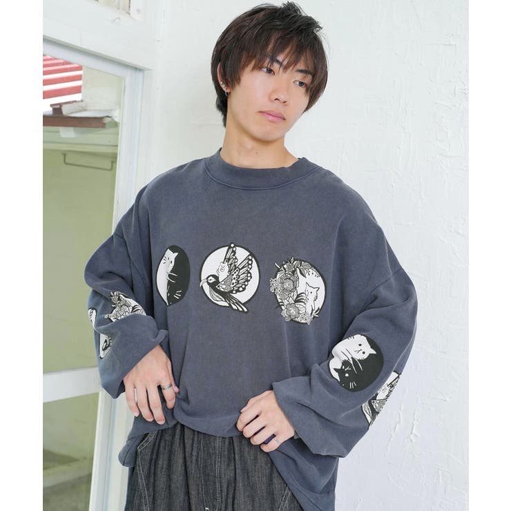 ネイビー | 抜染Parity和柄裏毛プルオーバー | ScoLar