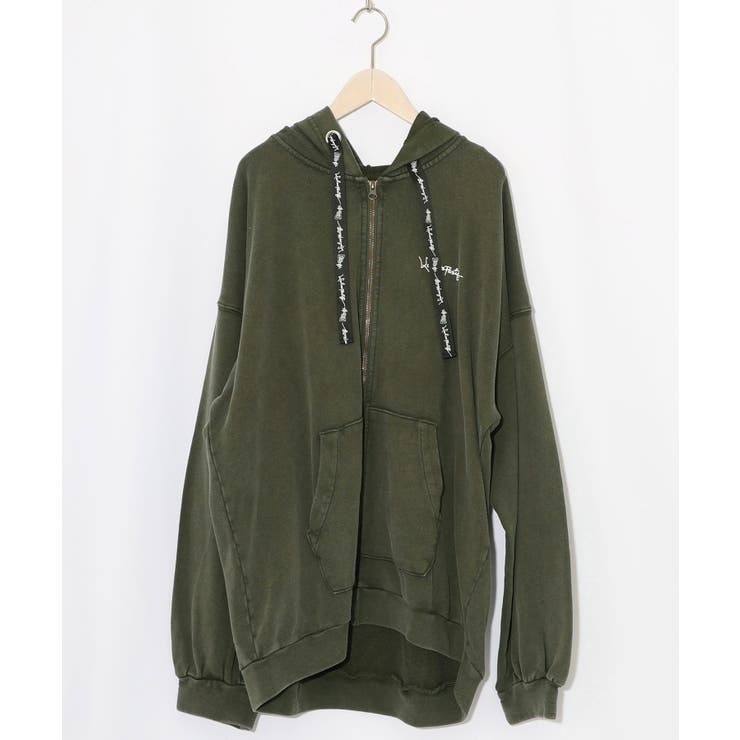 カーキ | 落書き風裏毛スノーウォッシュパーカー | ScoLar