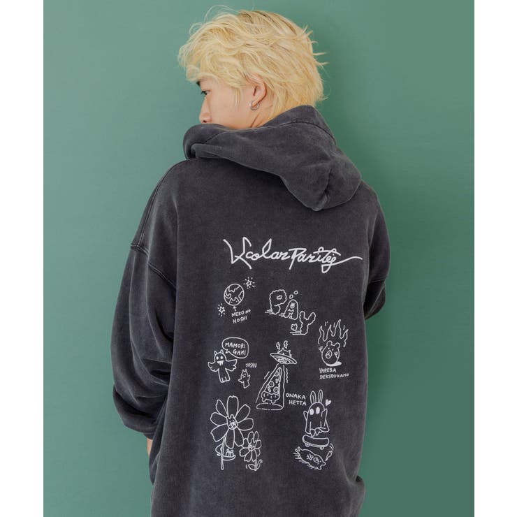 落書き風裏毛スノーウォッシュパーカー | ScoLar | 詳細画像8 