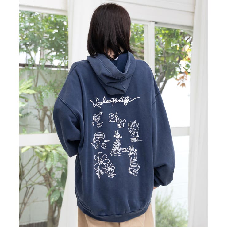 落書き風裏毛スノーウォッシュパーカー | ScoLar | 詳細画像5 