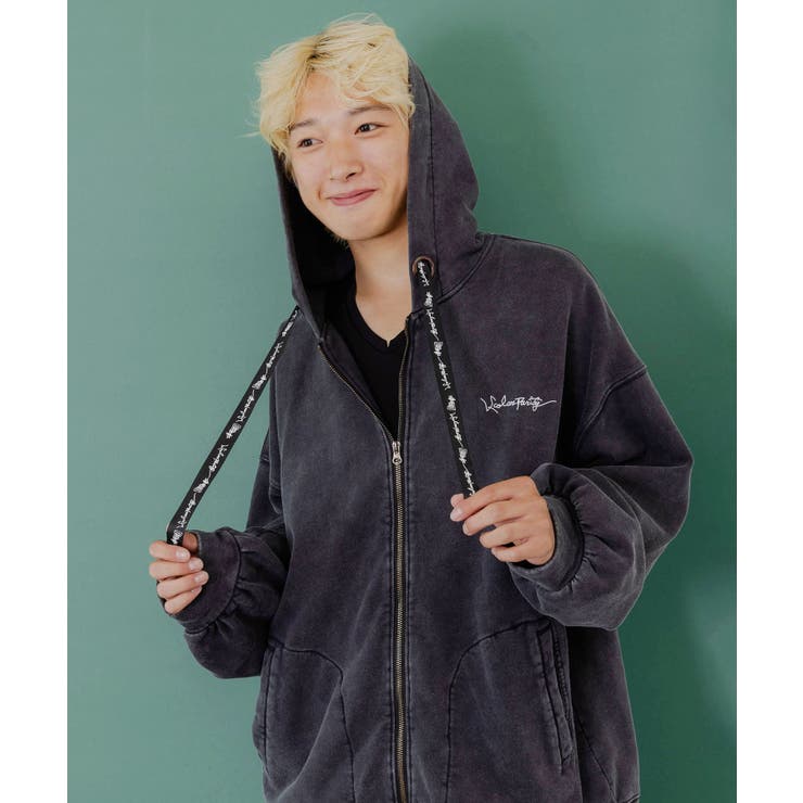 チャコールグレー | 落書き風裏毛スノーウォッシュパーカー | ScoLar