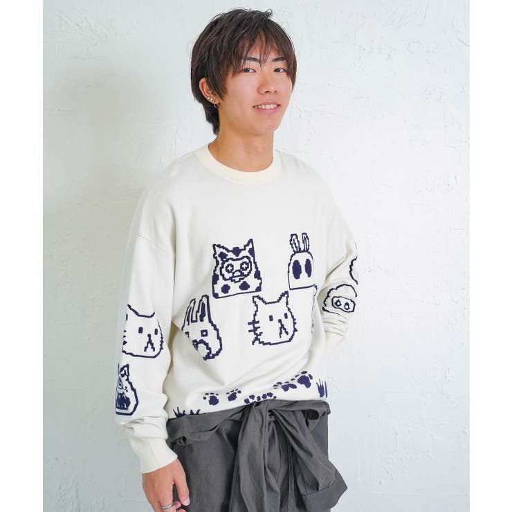 アイボリー | リバーシブルドット絵柄ニットプルオーバー | ScoLar