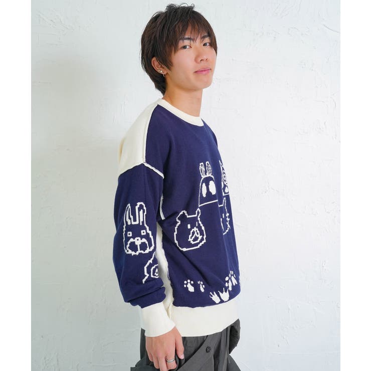 リバーシブルドット絵柄ニットプルオーバー | ScoLar | 詳細画像9 