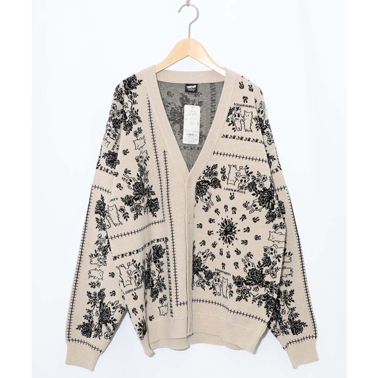 アイボリー | バンダナ柄ジャガードカーディガン | ScoLar