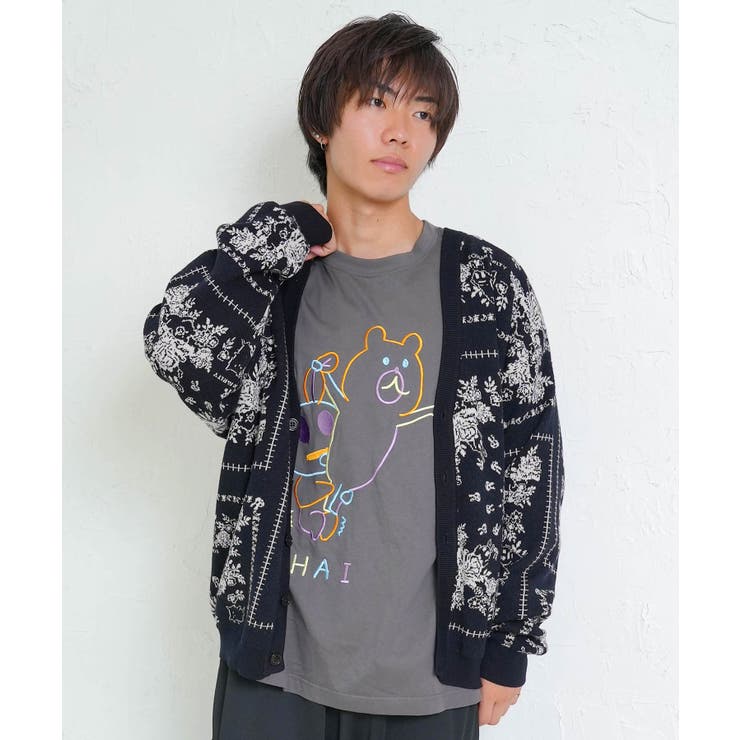 ブラック | バンダナ柄ジャガードカーディガン | ScoLar