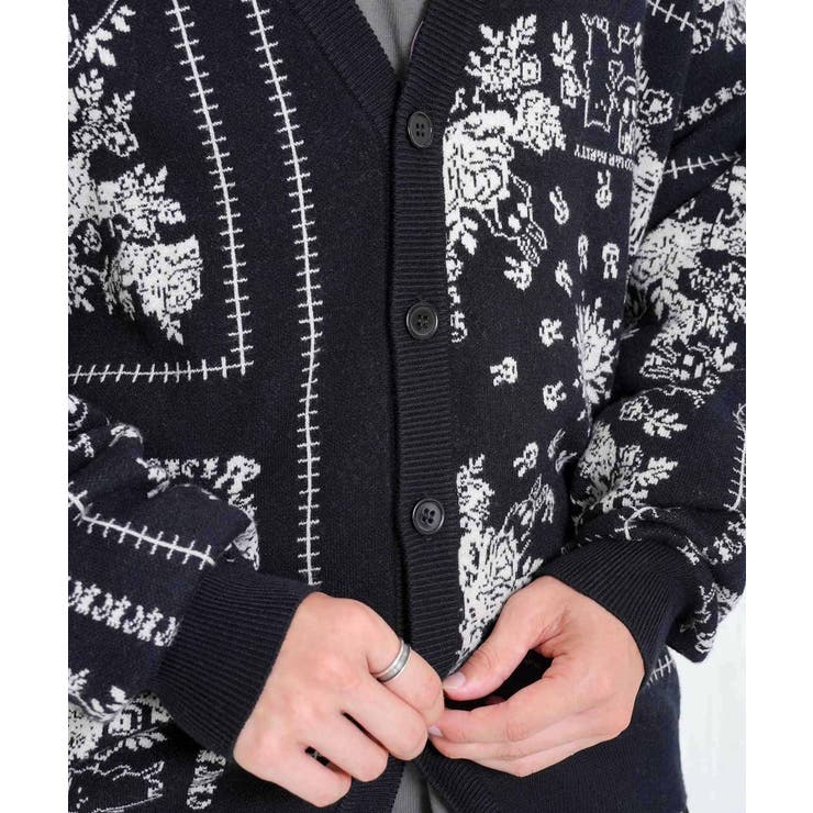 バンダナ柄ジャガードカーディガン | ScoLar | 詳細画像5 