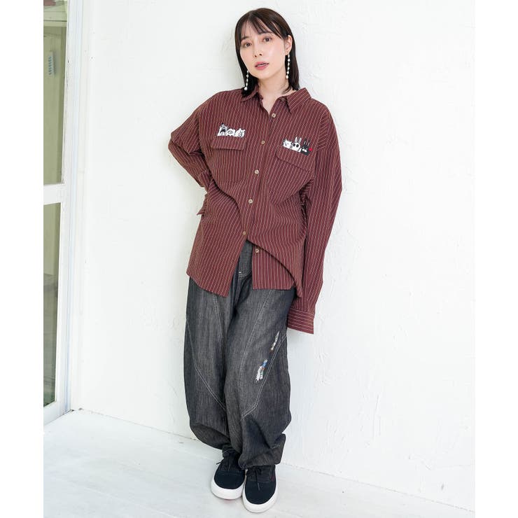 ひょっこりParity刺繍のストライプシャツ | ScoLar | 詳細画像1 