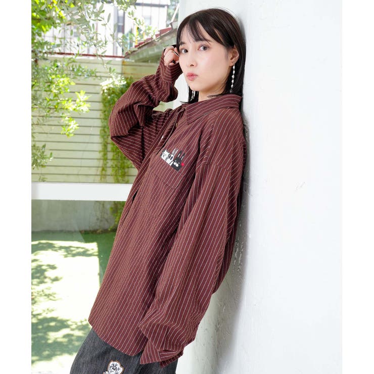 ひょっこりParity刺繍のストライプシャツ | ScoLar | 詳細画像3 