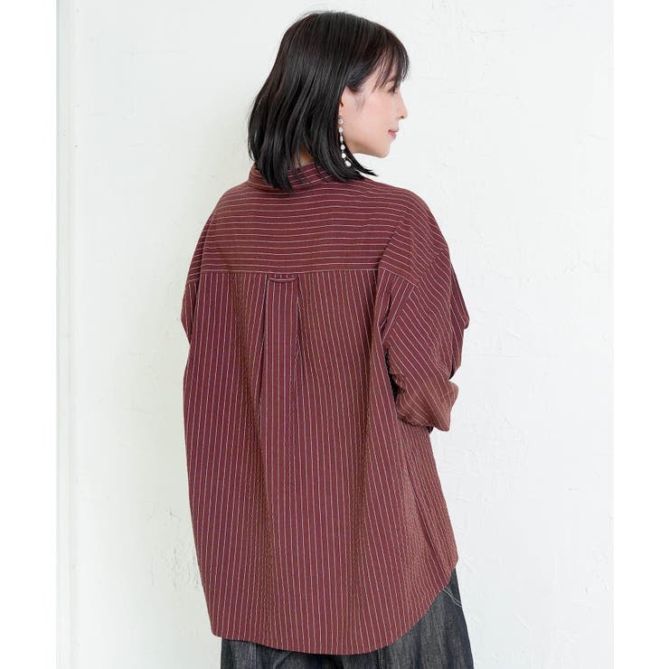 ひょっこりParity刺繍のストライプシャツ | ScoLar | 詳細画像4 