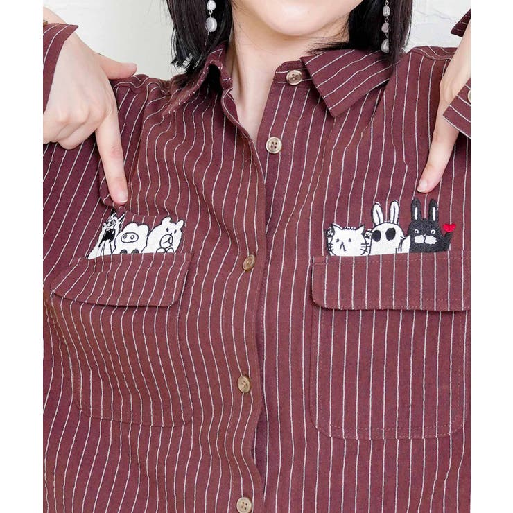 ひょっこりParity刺繍のストライプシャツ | ScoLar | 詳細画像5 