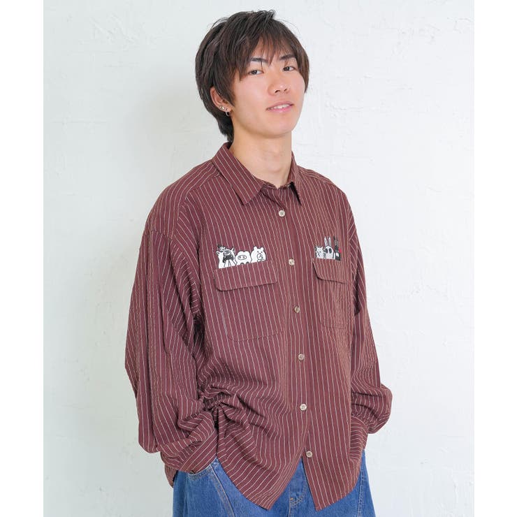 ひょっこりParity刺繍のストライプシャツ | ScoLar | 詳細画像6 