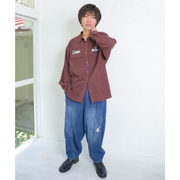 ひょっこりParity刺繍のストライプシャツ | ScoLar | 詳細画像7 