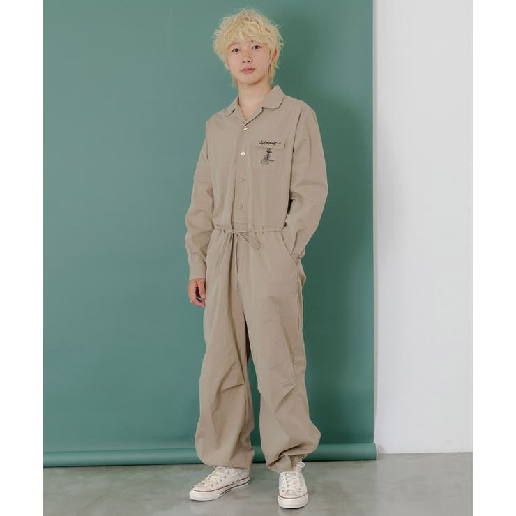 ベージュ | Parityキャラ宇宙刺繍 洗い加工ジャンプスーツ | ScoLar