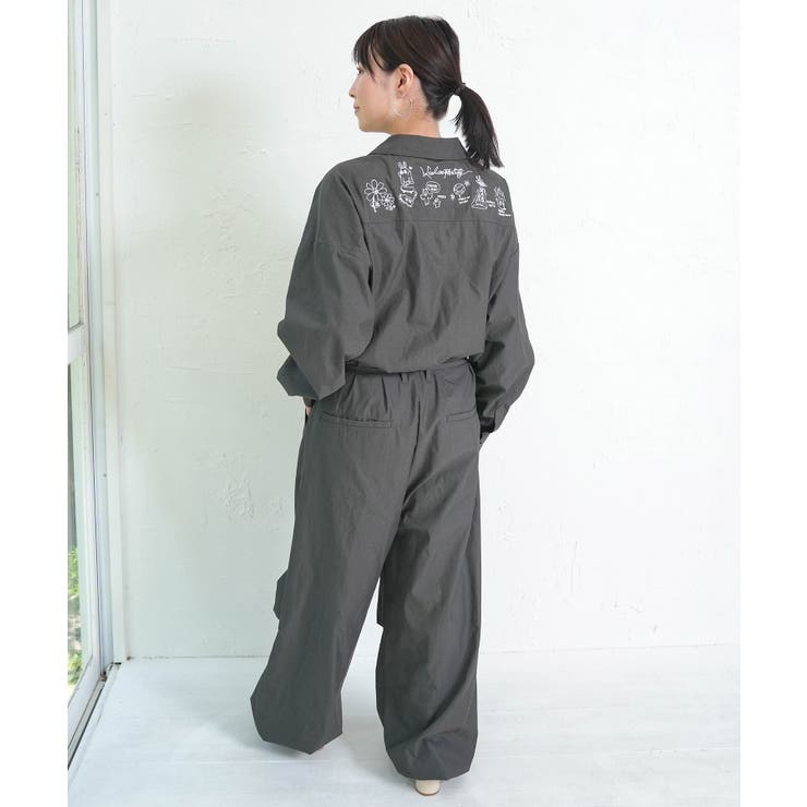 Parityキャラ宇宙刺繍 洗い加工ジャンプスーツ | ScoLar | 詳細画像4 