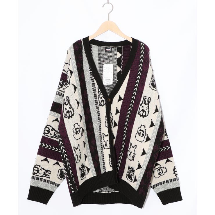 落書き調Parityキャラジャガード3Dニットカーディガン | ScoLar | 詳細画像12 