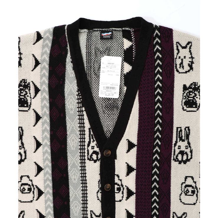 落書き調Parityキャラジャガード3Dニットカーディガン | ScoLar | 詳細画像16 