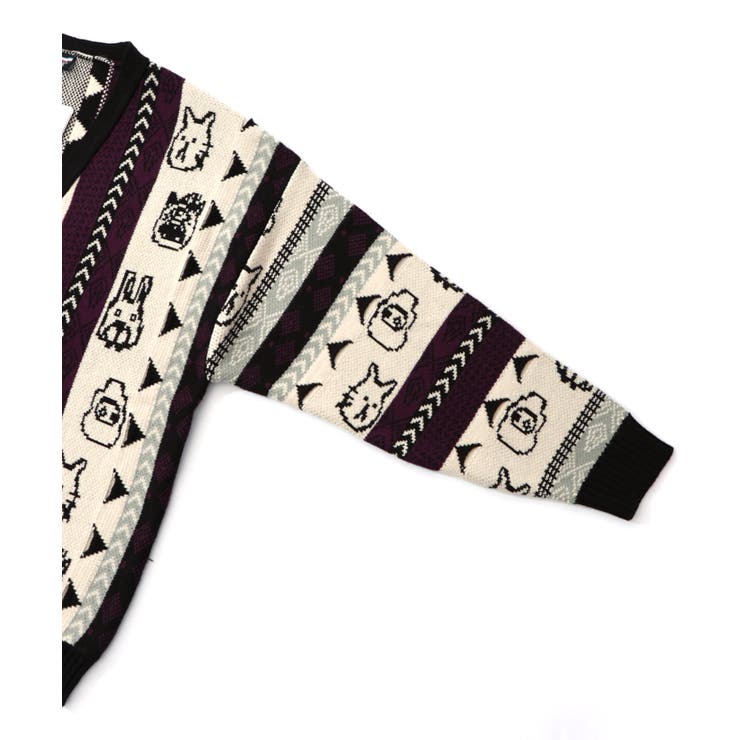 落書き調Parityキャラジャガード3Dニットカーディガン | ScoLar | 詳細画像17 