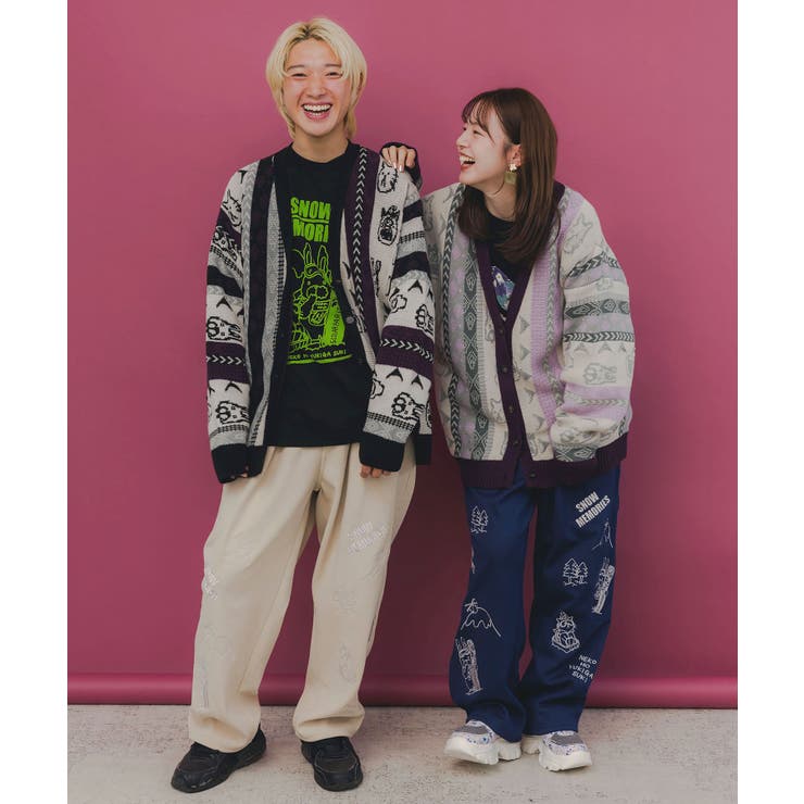 落書き調Parityキャラジャガード3Dニットカーディガン | ScoLar | 詳細画像2 