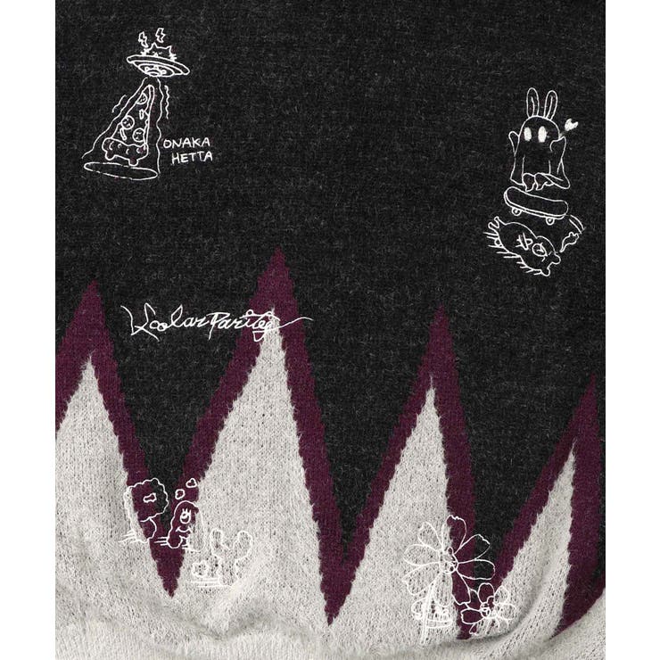 落書き調Parityキャラジャガードニットプルオーバー | ScoLar | 詳細画像10 
