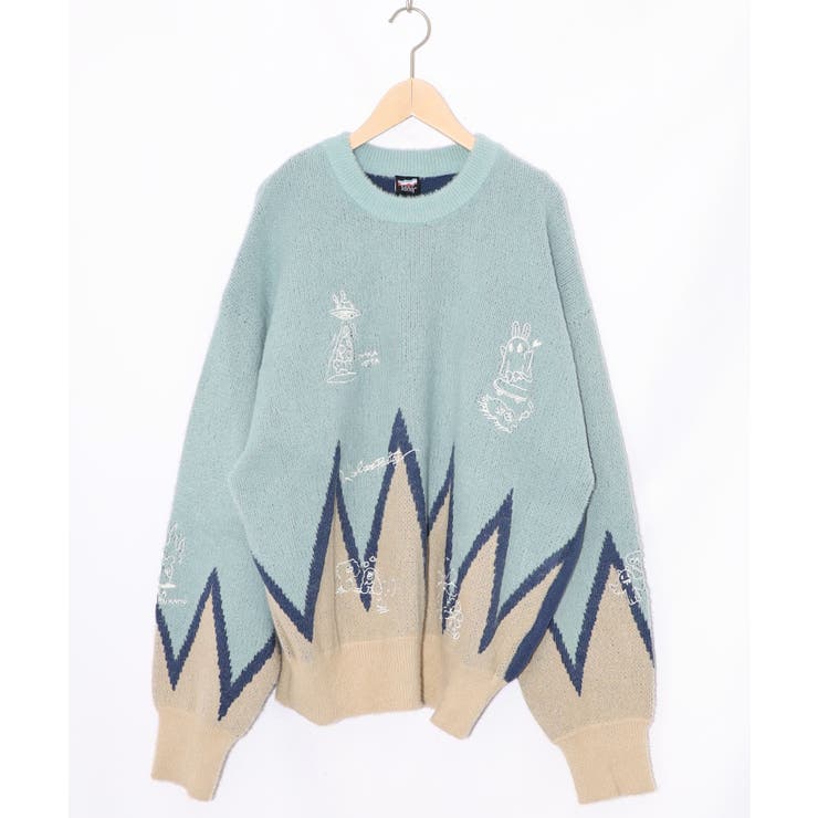 ブラック | 落書き調Parityキャラジャガードニットプルオーバー | ScoLar