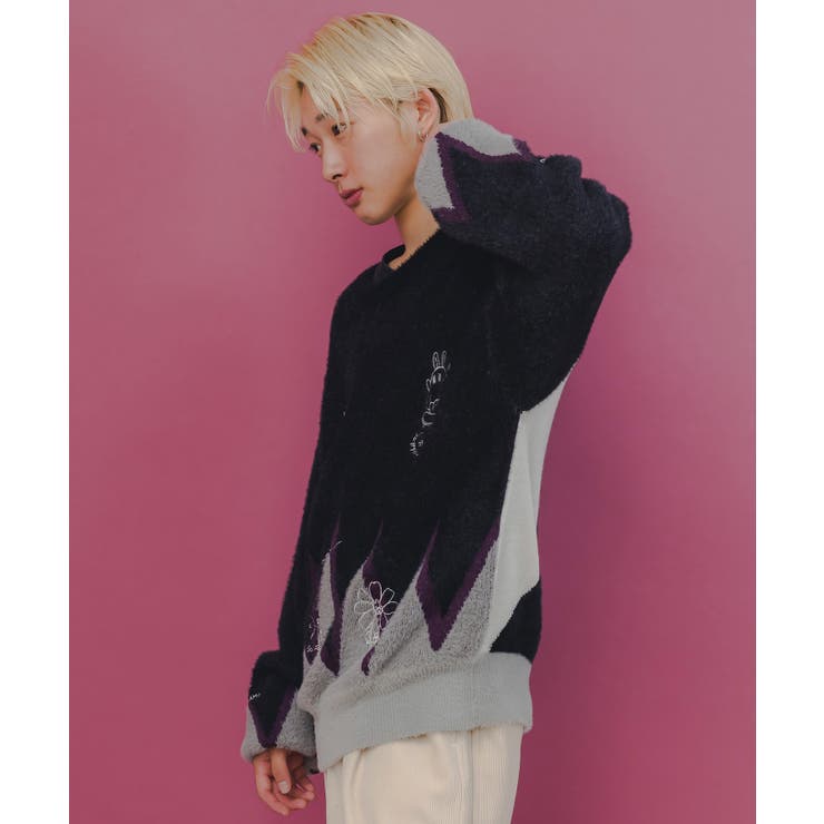 落書き調Parityキャラジャガードニットプルオーバー | ScoLar | 詳細画像5 