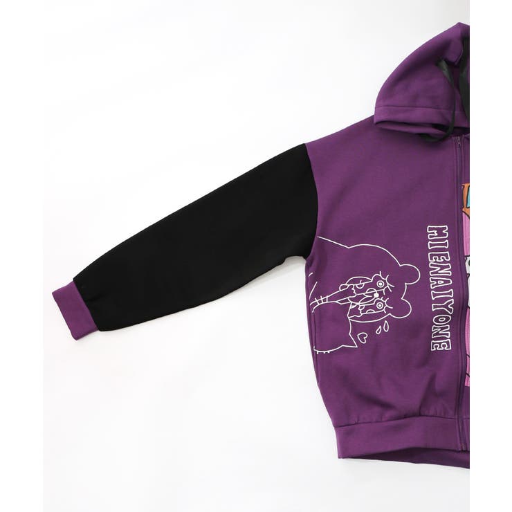 ネコとクマとチンアナゴ柄 リメイク風裏起毛パーカー | ScoLar | 詳細画像13 