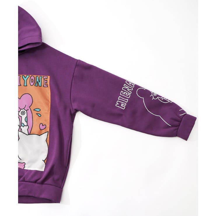 ネコとクマとチンアナゴ柄 リメイク風裏起毛パーカー | ScoLar | 詳細画像14 