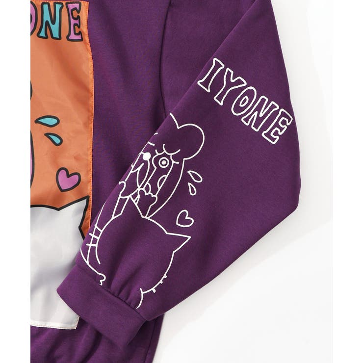 ネコとクマとチンアナゴ柄 リメイク風裏起毛パーカー | ScoLar | 詳細画像15 