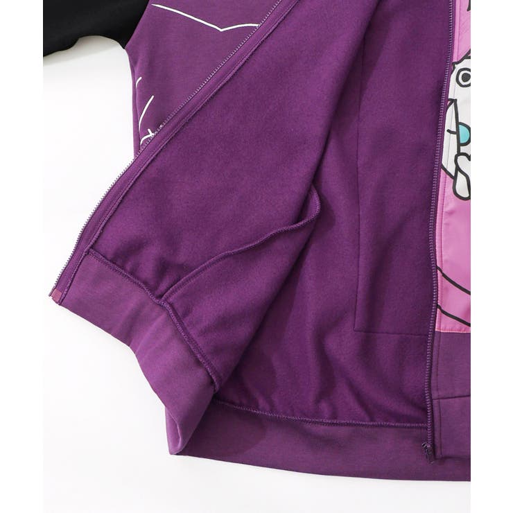 ネコとクマとチンアナゴ柄 リメイク風裏起毛パーカー | ScoLar | 詳細画像17 