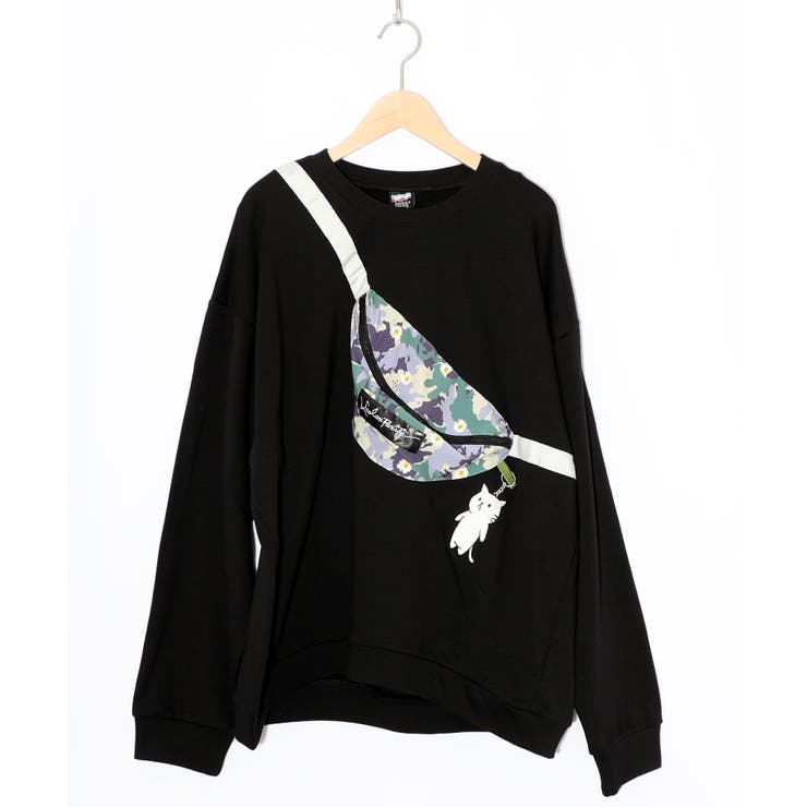 フェイクボディバッグ×ネコ刺繍付き裏毛プルオーバー | ScoLar | 詳細画像13 