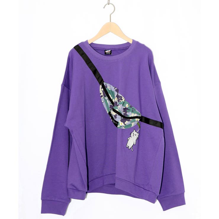 フェイクボディバッグ×ネコ刺繍付き裏毛プルオーバー | ScoLar | 詳細画像15 