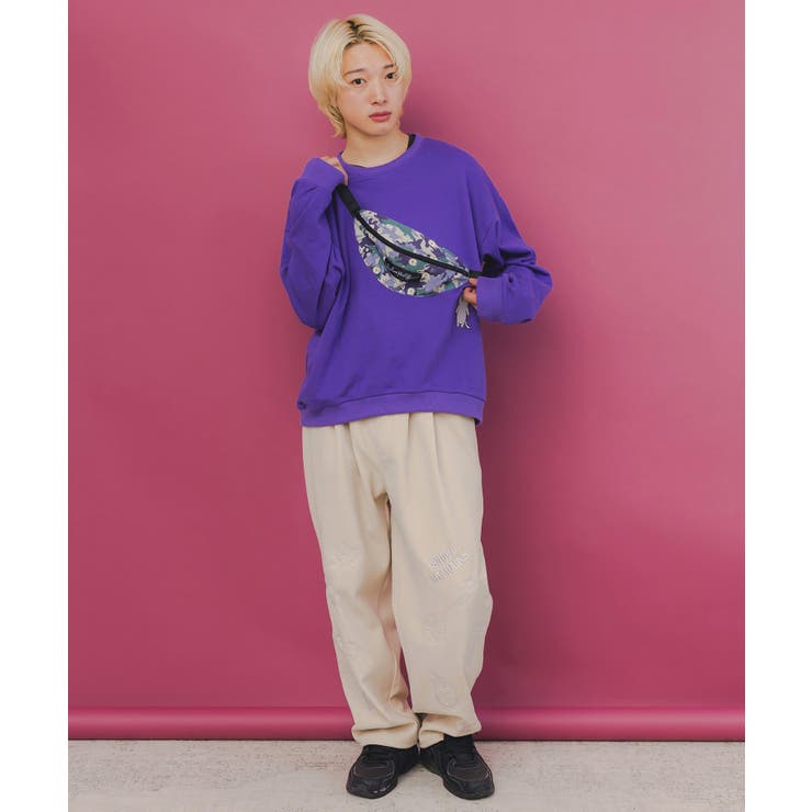 フェイクボディバッグ×ネコ刺繍付き裏毛プルオーバー | ScoLar | 詳細画像8 