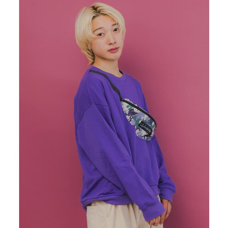 フェイクボディバッグ×ネコ刺繍付き裏毛プルオーバー | ScoLar | 詳細画像9 