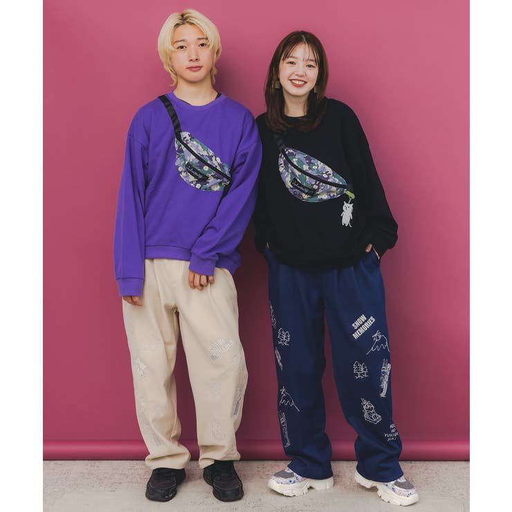 フェイクボディバッグ×ネコ刺繍付き裏毛プルオーバー | ScoLar | 詳細画像3 