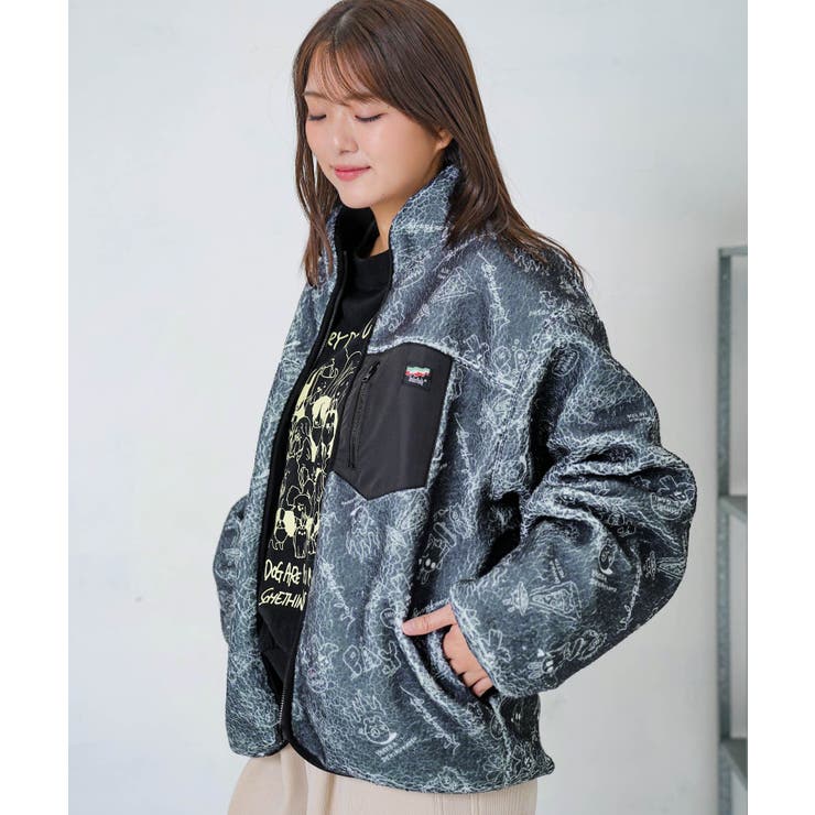 落書き調Parityキャラ厚手ボアハイネックブルゾン | ScoLar | 詳細画像13 