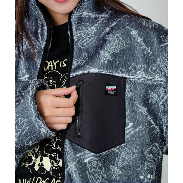 落書き調Parityキャラ厚手ボアハイネックブルゾン | ScoLar | 詳細画像14 