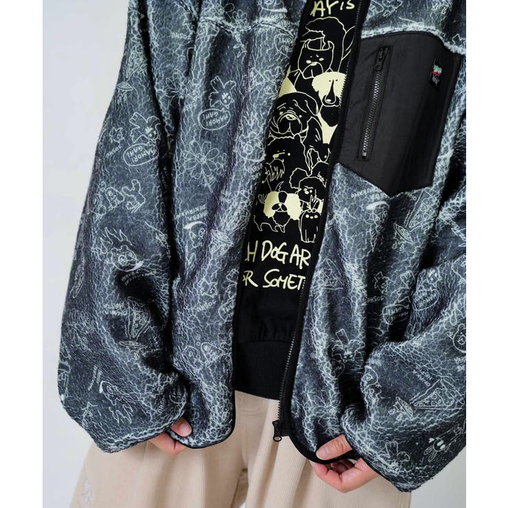 落書き調Parityキャラ厚手ボアハイネックブルゾン | ScoLar | 詳細画像15 