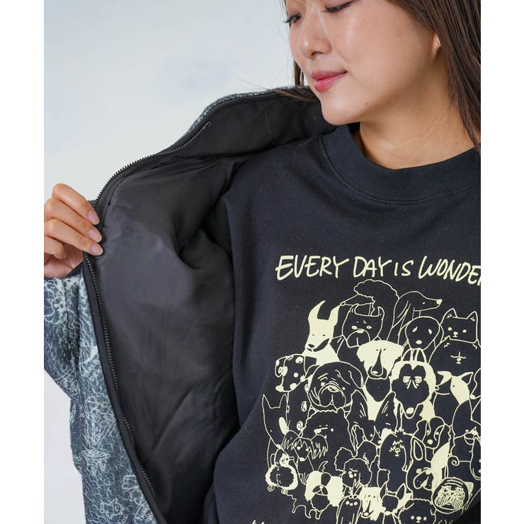 落書き調Parityキャラ厚手ボアハイネックブルゾン | ScoLar | 詳細画像16 