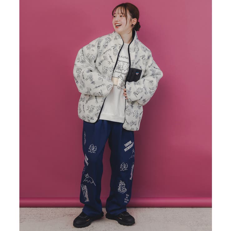 落書き調Parityキャラ厚手ボアハイネックブルゾン | ScoLar | 詳細画像1 