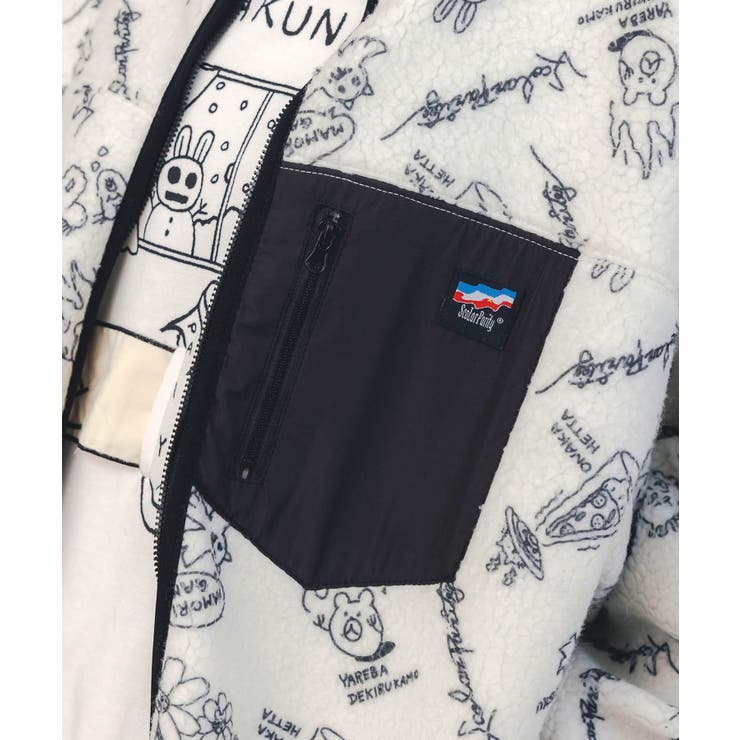 落書き調Parityキャラ厚手ボアハイネックブルゾン | ScoLar | 詳細画像6 