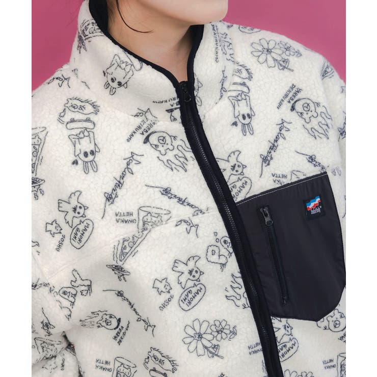 落書き調Parityキャラ厚手ボアハイネックブルゾン | ScoLar | 詳細画像7 