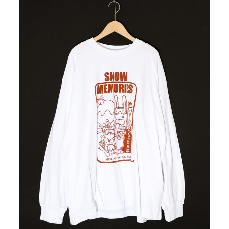 オフホワイト | ラビルとネコのスノーメモリーズロンT | ScoLar