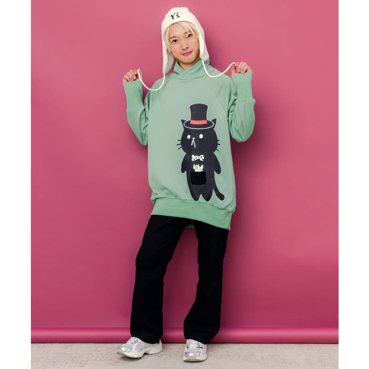 ネコ裏毛フード付きチュニック | ScoLar | 詳細画像1 