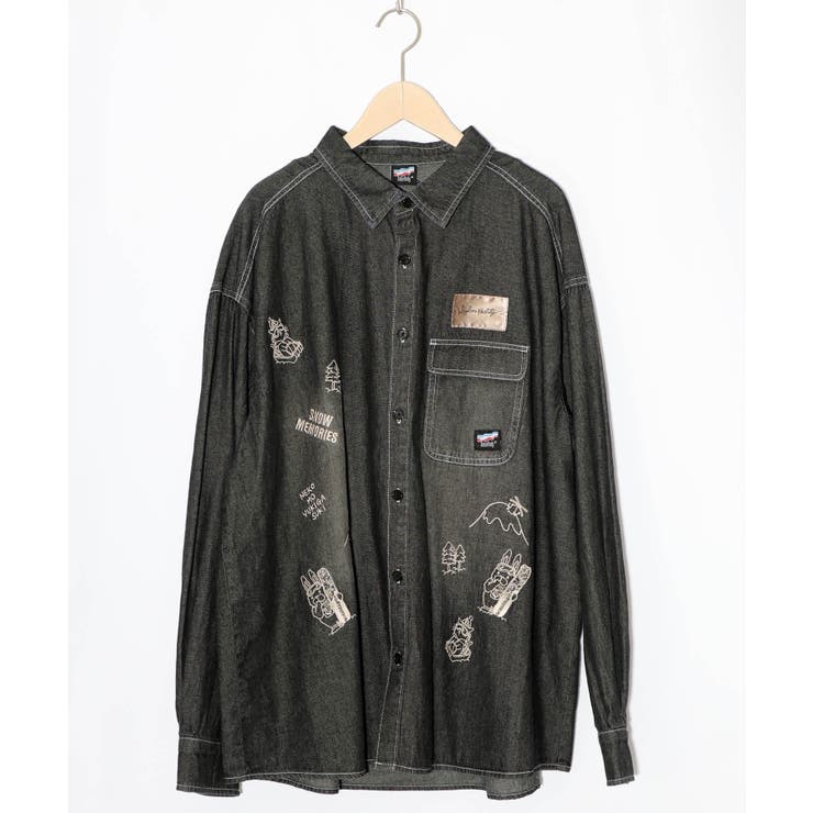 ラビルとネコのスノーメモリー刺繍デニムシャツ | ScoLar | 詳細画像16 