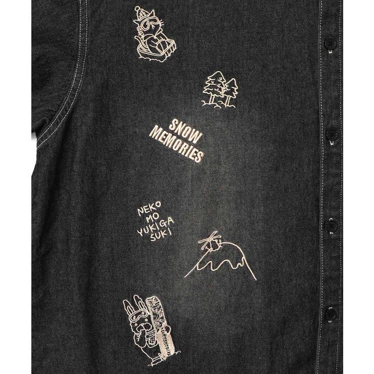 ラビルとネコのスノーメモリー刺繍デニムシャツ | ScoLar | 詳細画像18 