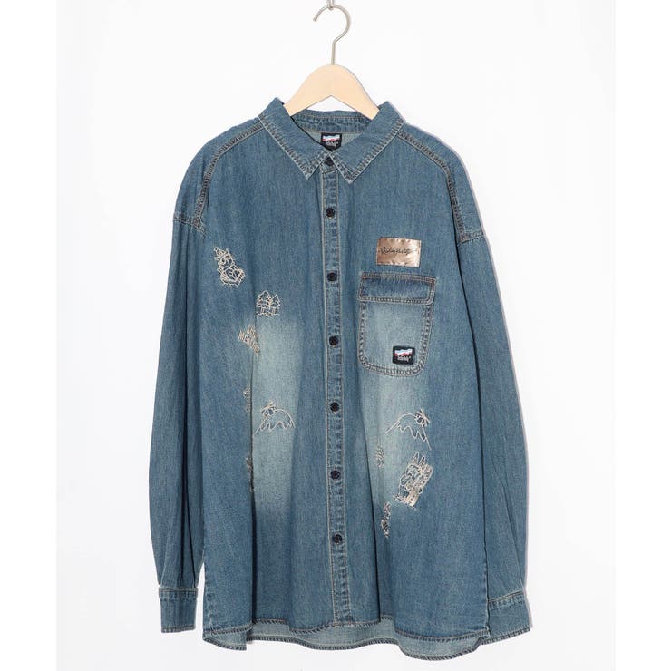 ラビルとネコのスノーメモリー刺繍デニムシャツ | ScoLar | 詳細画像19 